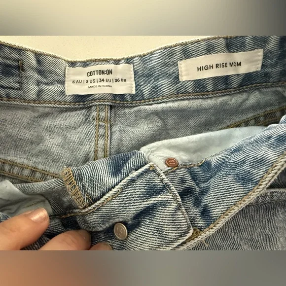 Women's Distressed Cotton: On High Rise Denim Shorts - Picture 6 of 9